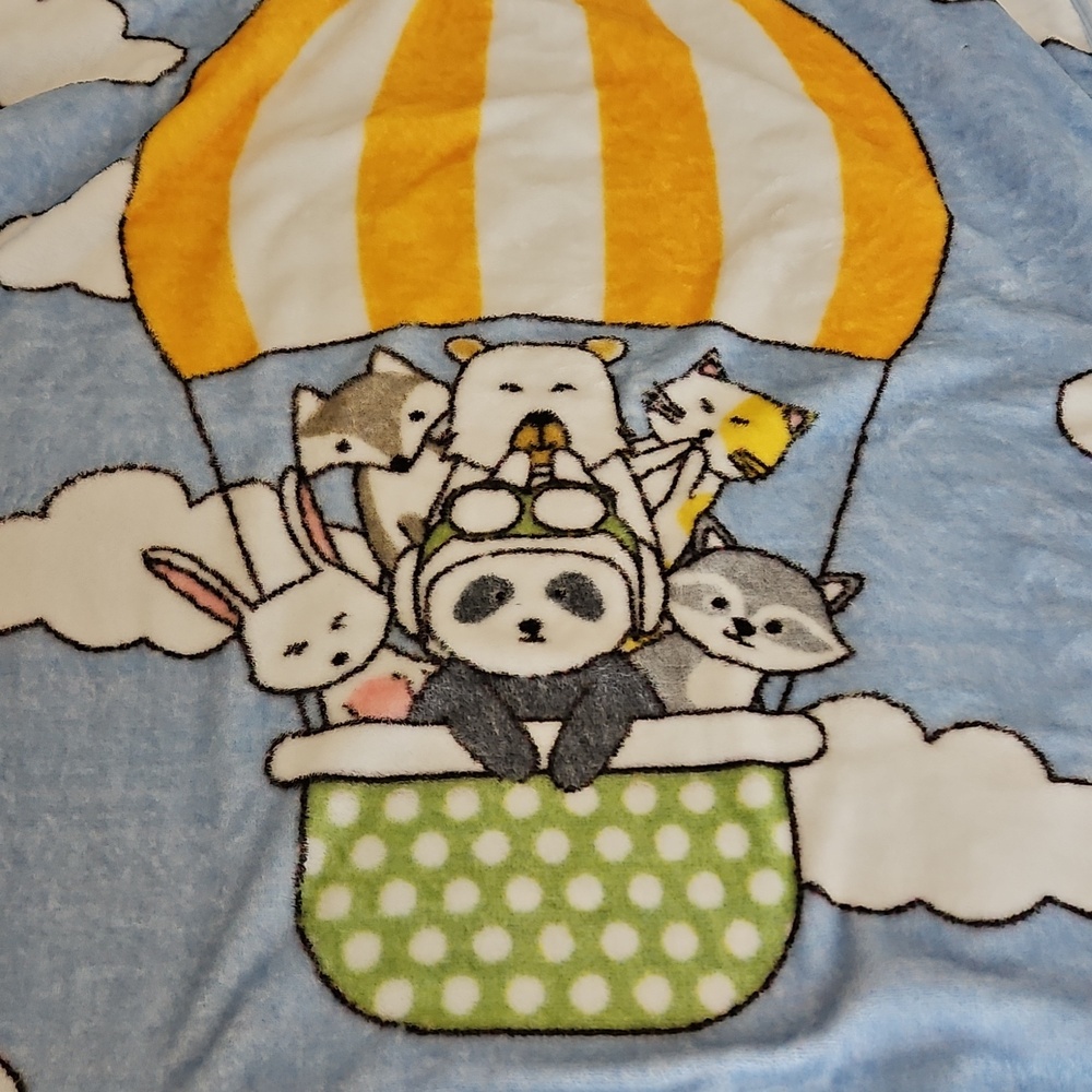 2 Plush Baby Blanket with Playful Puppy Print - Blue & Green - Picture 2 of 3